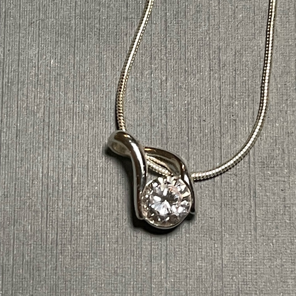 Costume necklace - cubic zirconium pendant